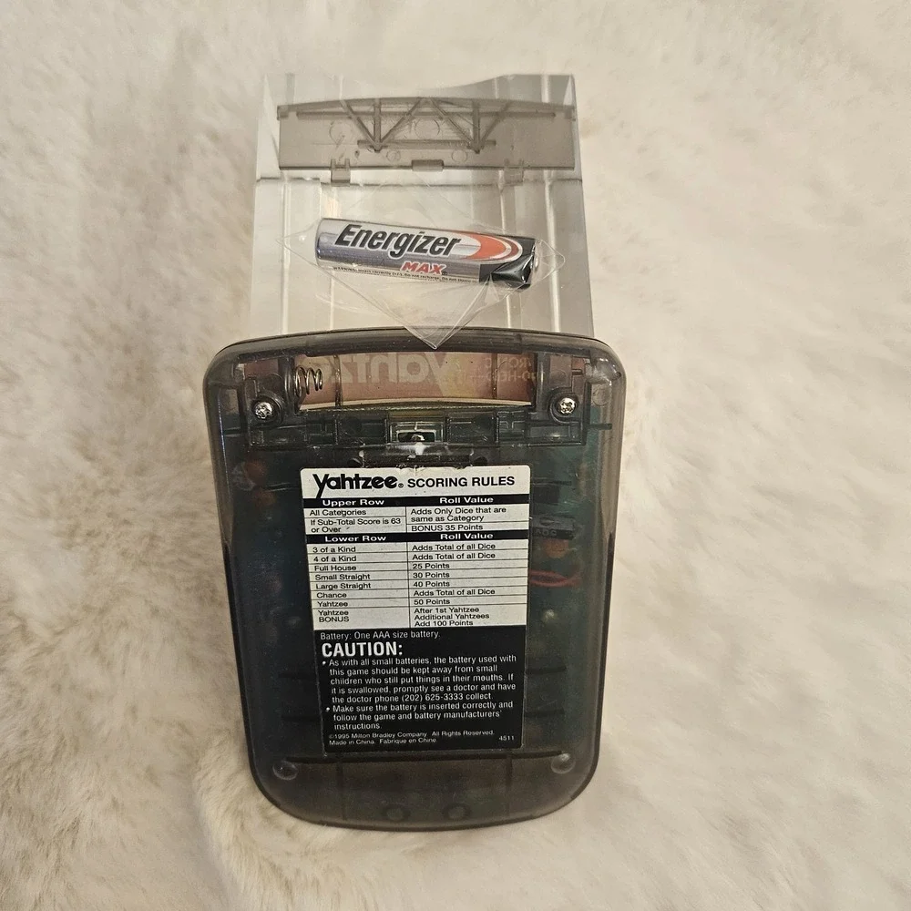 1995 Electronic Handheld Yahtzee Game Clear Smoke MB Milton Bradley 4511 Tested